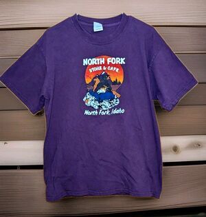 Vintage North Fork Store & Cafe Idaho T-Shirt Size L Purple Double Stitched